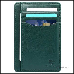 Slim Minimalist Genuine Leather RFID Blocking Card Holder Wallet Travel